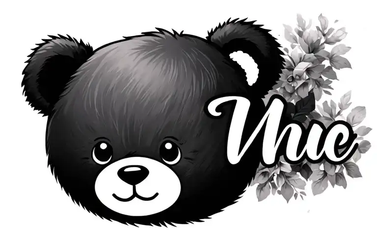cute teddy bear + Name Design: Write tattoo design idea