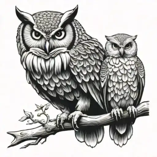 owl and bald eagle tattoo design idea