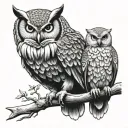 owl and bald eagle tattoo design idea