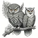 owl and bald eagle tattoo design idea