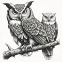 owl and bald eagle tattoo design idea