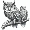 owl and bald eagle tattoo design idea