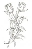 orange dutch tulips and a Bolivian details intertwined tattoo design idea