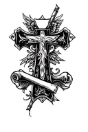 ranger scroll with fallen soldier cross made tattoo design idea