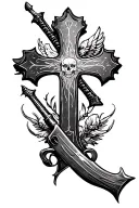 ranger scroll with fallen soldier cross made tattoo design idea