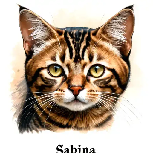 "Sabina" bengal playful cat tattoo design idea