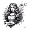 dark Alice in wonderland tattoo design idea