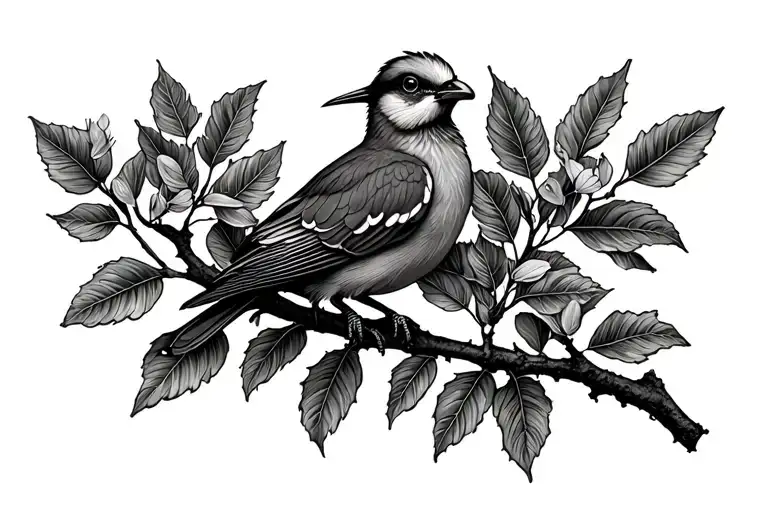 Kiwi Bird with Pohutukawa Tree Branch tattoo design idea