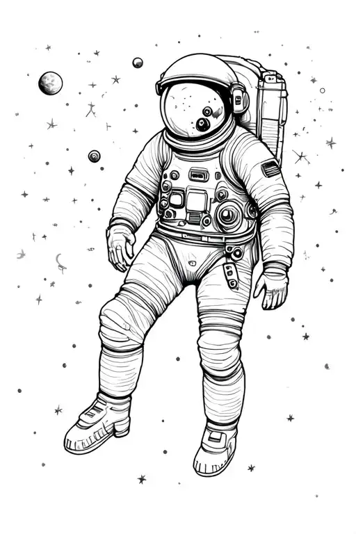 Astronaut floating in space tattoo design idea