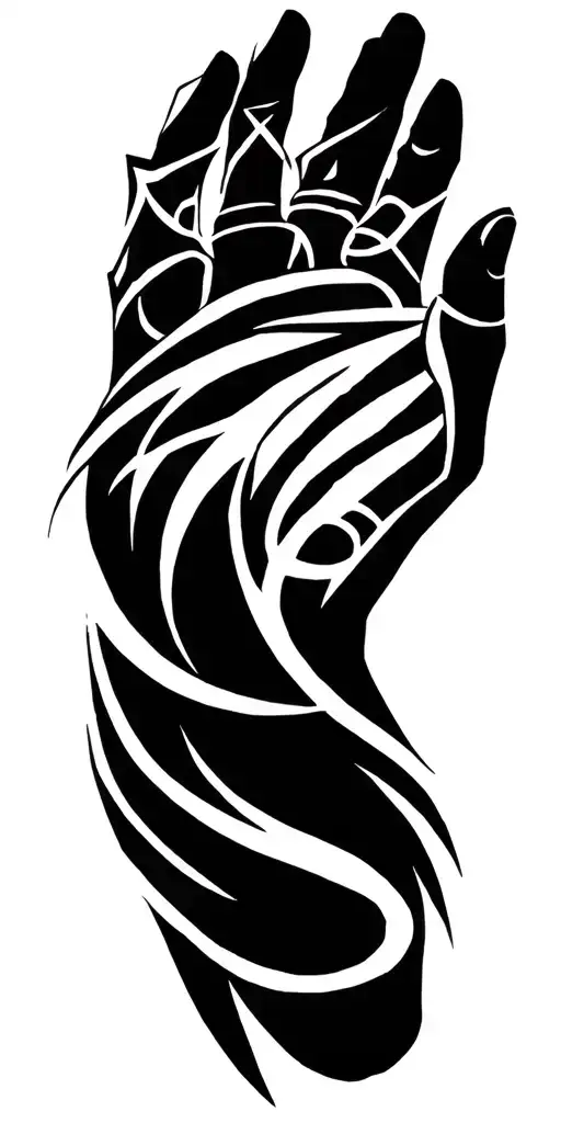 the shadow envelops the hand, as if the forces of darkness are becoming armor tattoo design idea