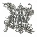 the word Salem in gothic writing. with a wild touch added. tattoo design idea
