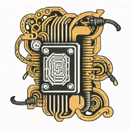 Computer chip with intricate wires tattoo design idea