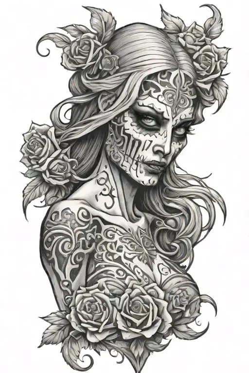 woman of death Antichrist  tattoo design idea