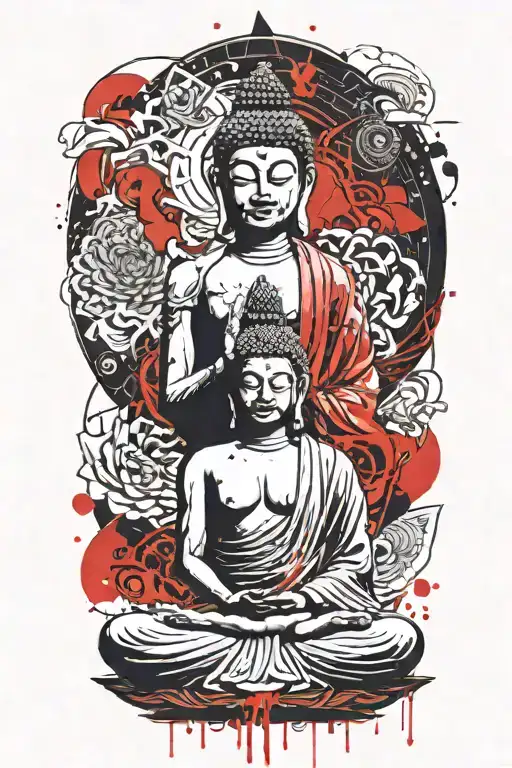 Buddha meditating tattoo design idea
