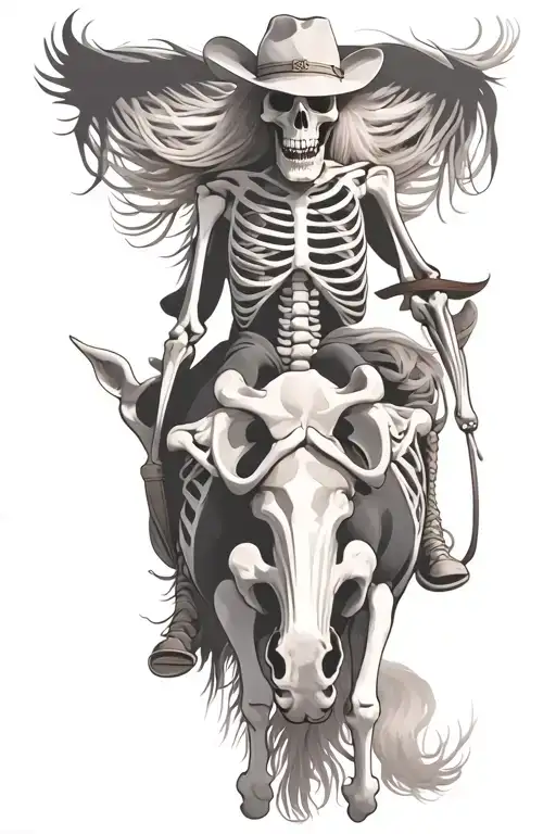 skeleton cowboy, skeleton horse tattoo design idea