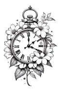 August birth flower broken clock dumbbells strength pain tattoo design idea