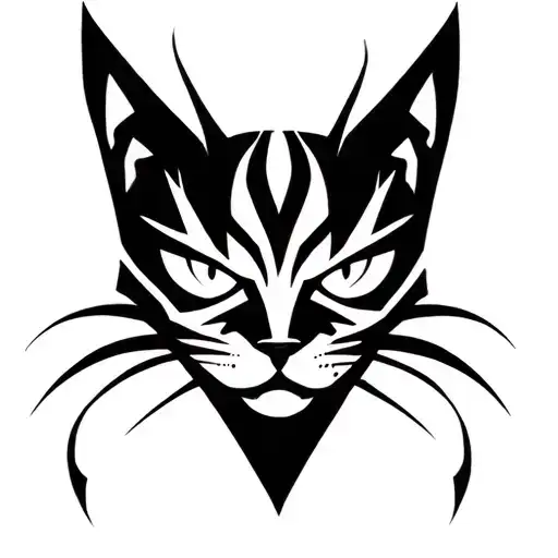villain cat silhouette face tattoo design idea