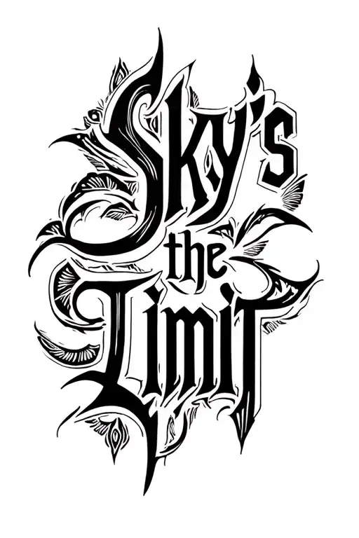 the words "Sky's the Limit" in gothic font tattoo tattoo design idea