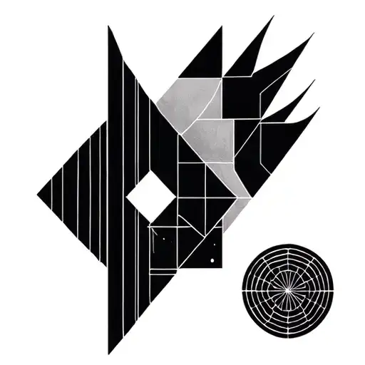 geometric shapes, simple tattoo, 3D tattoo design idea