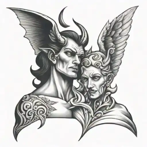 Devil And Angel Neck tattoo design idea