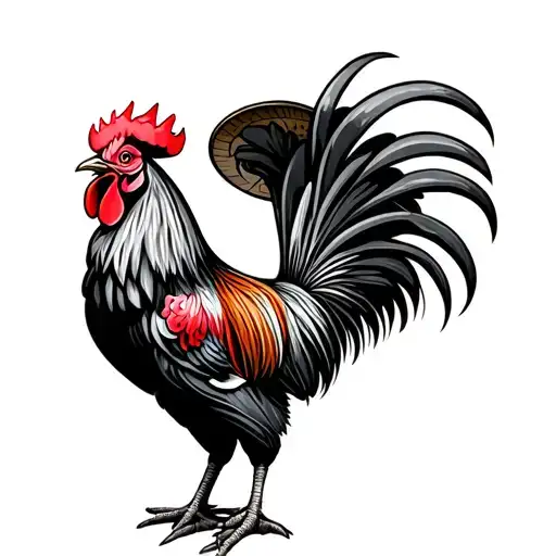 rooster wearing a Vietnamese hat tattoo design idea