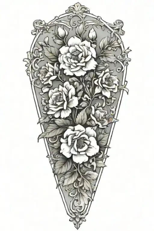 Floral frame tattoo design idea