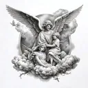 clouds and angels  tattoo design idea