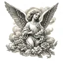 clouds and angels  tattoo design idea