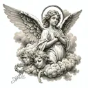 clouds and angels  tattoo design idea