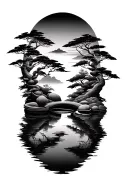 zen garden scene tattoo design idea
