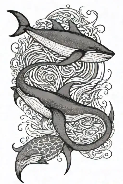 Back spine tatoo, down spine in line drawingocean waves whale stingray turtle tattoo design idea