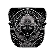 deep sensial feminine sexual egyptian symbolism , time of infinity and AI tattoo design idea