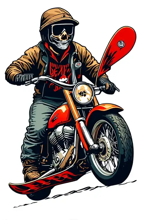 Snowboard, motorcycle and CSKA tattoo design idea