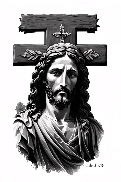jesus cross john 3:16 woven tattoo design idea