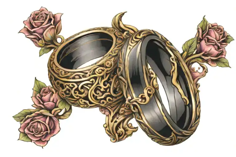 marriage wedding rings tattoo design idea