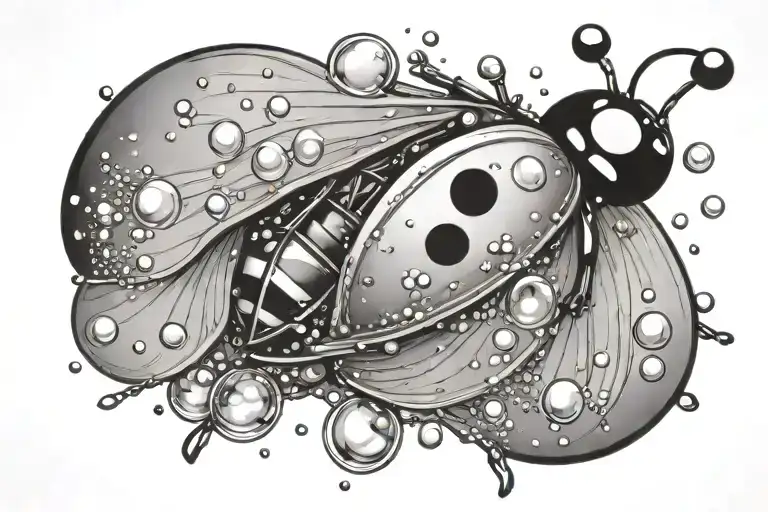 a ladybug flying with bubbles around it  tattoo design idea