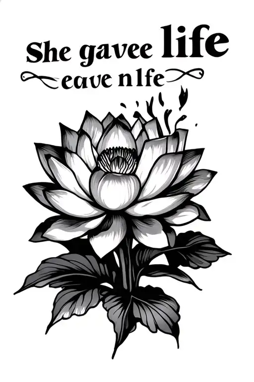 "She gave me life " lotus flower tattoo design idea