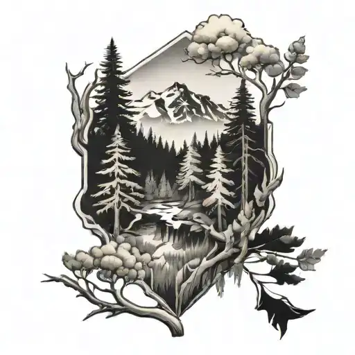 germany forest line tattoo design idea