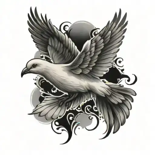 dove fly wing spread tattoo design idea