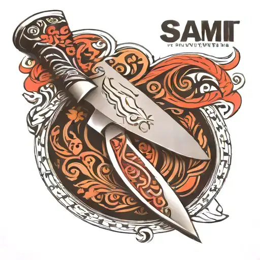 Chef knife with sami Culture tattoo design idea