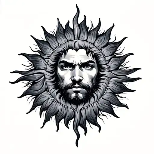 Masculine Sun tattoo design idea