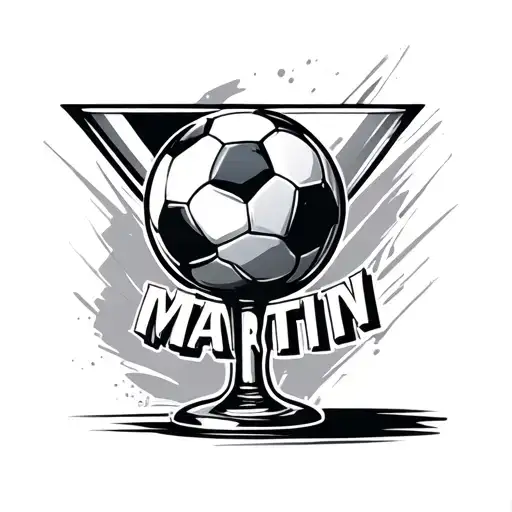 soccer, number 9, martini name written tattoo design idea