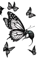 virgo with butterfly wing, scorpio, aquarius, hummingbird, 5 butterflies tattoo design idea
