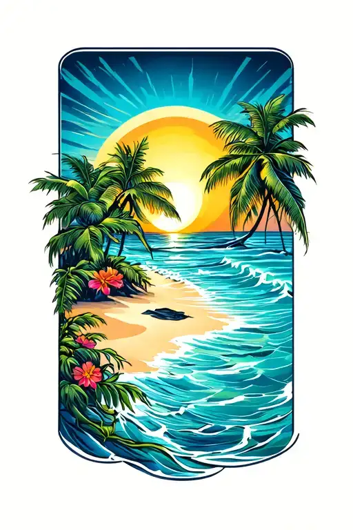 sublime sun beach tattoo design idea