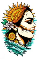 sublime sun beach tattoo design idea
