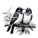 2 mocking birds perched tattoo design idea