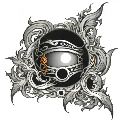 simple thigh band - a wall with rings of fire flames  tattoo design idea