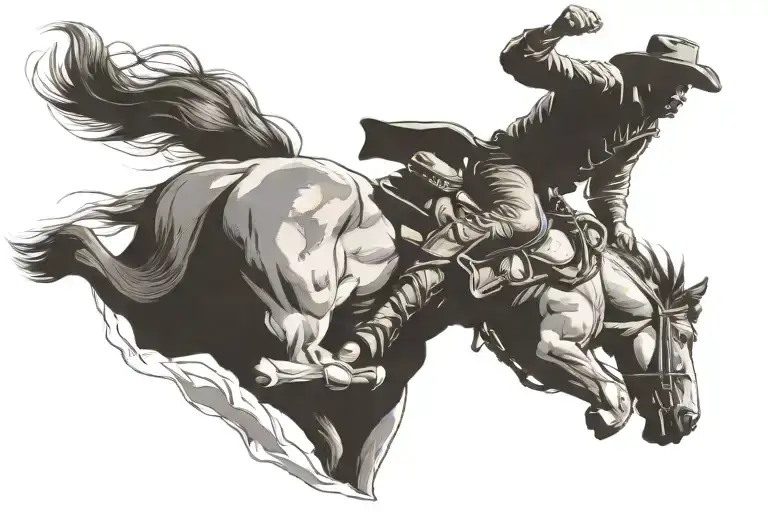 cowboy riding a horse, memorial  tattoo design idea