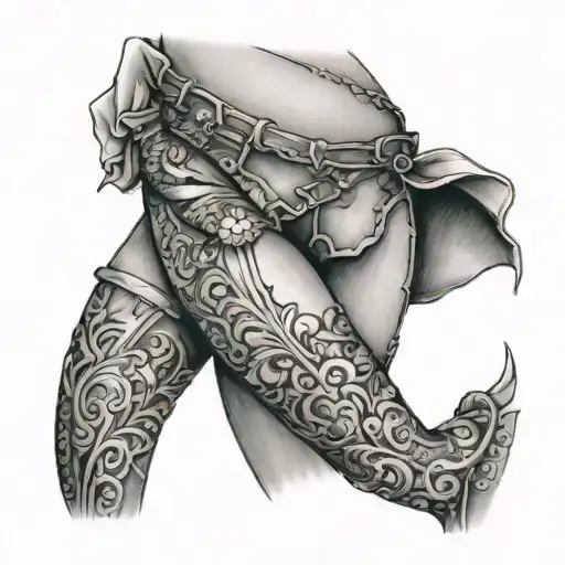 garter thigh tattoo design idea