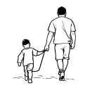 dad and son walking tattoo design idea